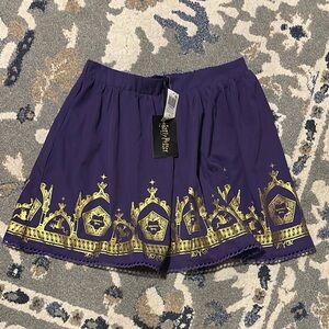 Purple and Gold Embroidered Shorts